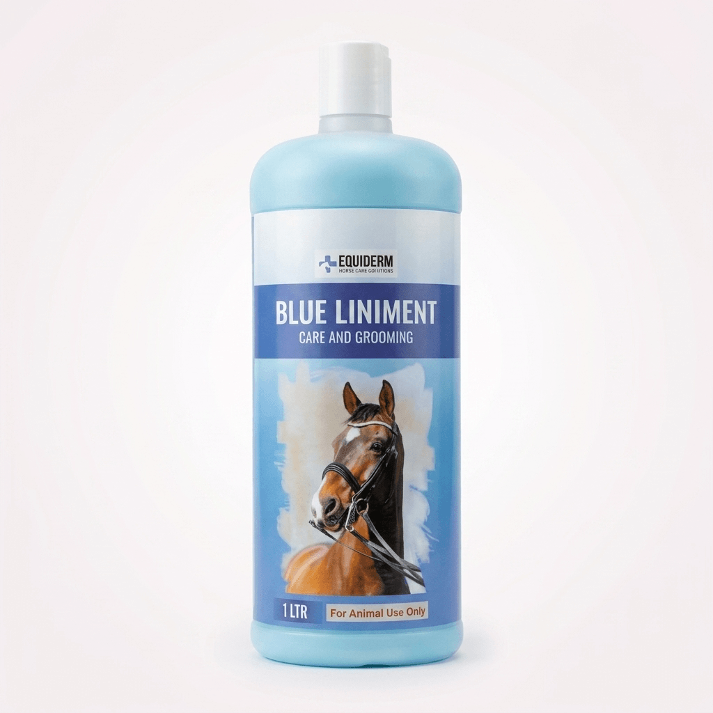 Equiderm Blue Liniment | Cooling Sore Muscle & Joint Pain Relief Liquid for Horses EQUIDERM