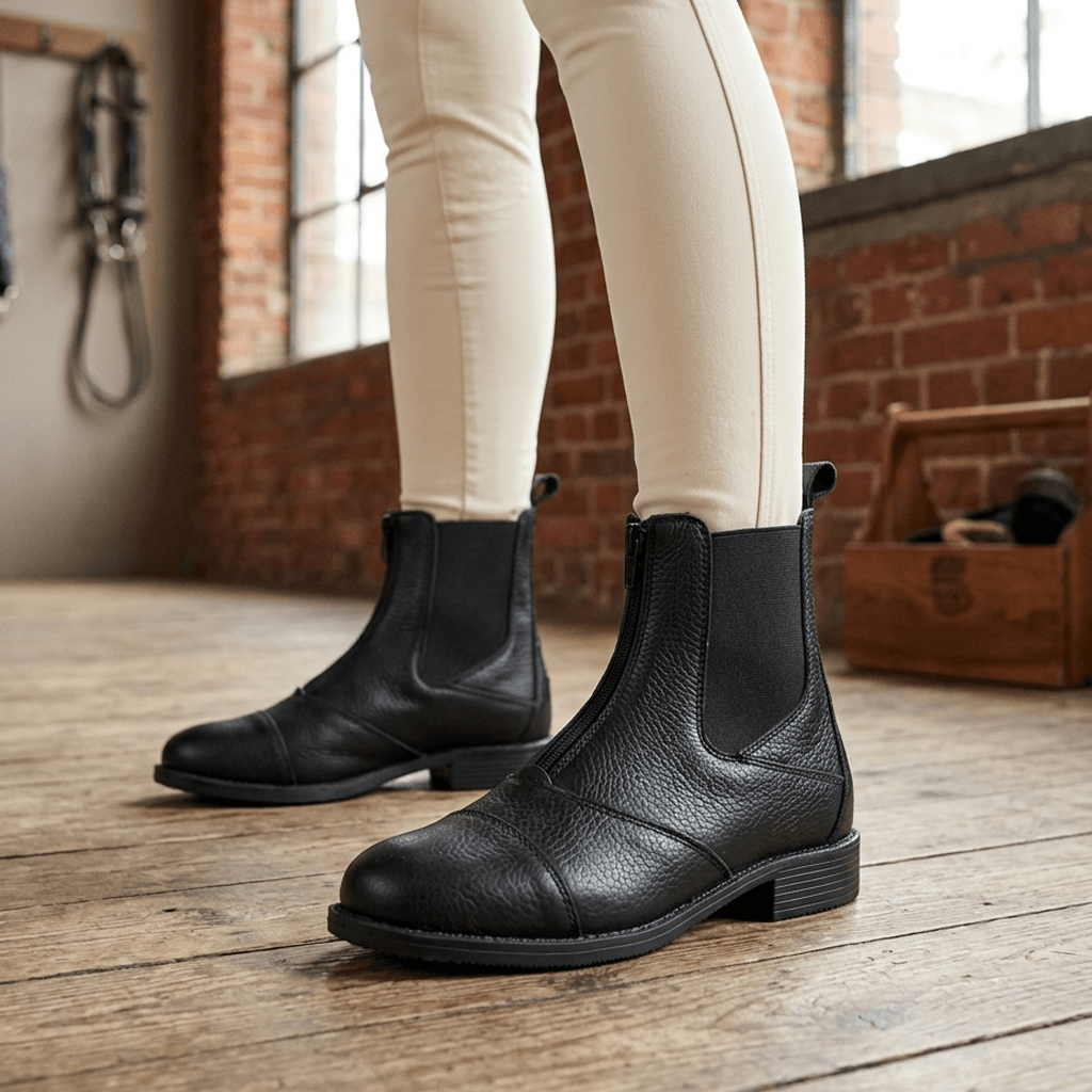 Front Zip Leather Jodhpur Riding Boots Horseuae