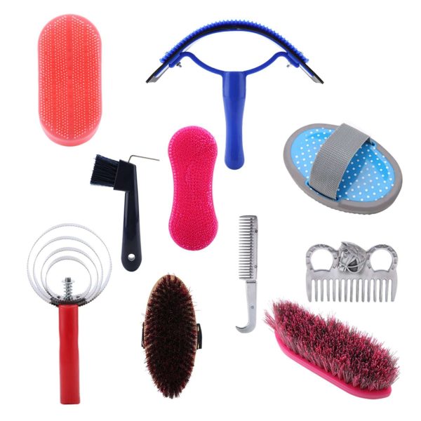 Professional grooming tools for horses, ensuring clean and healthy coats.